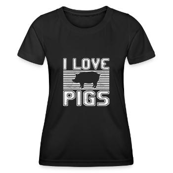J’adore les cochons - T-shirt sport Femme - noir - Devant - AI Model Female 172 light (172cm)