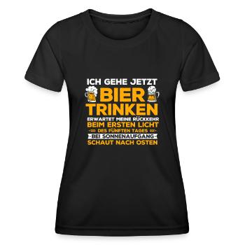 Bier Trinken, Party Bier Saufen - Frauen Funktions-T-Shirt - Schwarz - Vorne - AI Model Female 172 light (172cm)