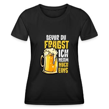 Bier Trinken, Party Bier Saufen - Frauen Funktions-T-Shirt - Schwarz - Vorne - AI Model Female 172 light (172cm)