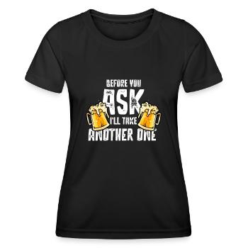 Boire de la bière, boire de la bière de fête - T-shirt sport Femme - noir - Devant - AI Model Female 172 light (172cm)