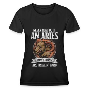 Anniversaire Bélier Superstition Fire - T-shirt sport Femme - noir - Devant - AI Model Female 172 light (172cm)