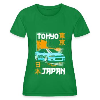 Japan City Vintage Kyoto - Women's Functional T-Shirt - kelly green - Front - AI Model Female 172 dark (172cm)