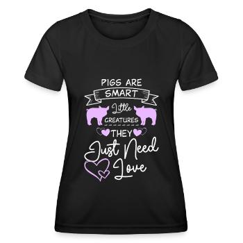 tasse à thé cochon domestique cochon minuscule - T-shirt sport Femme - noir - Devant - AI Model Female 172 light (172cm)