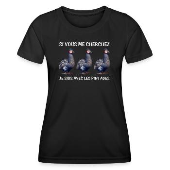 Cadeau agriculteur éleveur de pintades - T-shirt sport Femme - noir - Devant - AI Model Female 172 light (172cm)