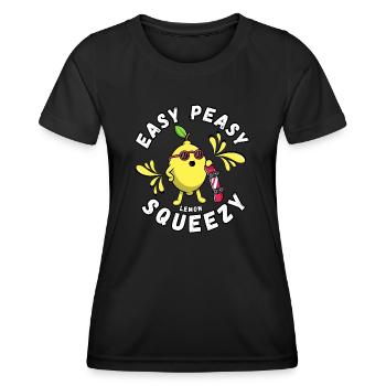 Easy Peasy Zitrone Squeezy - Frauen Funktions-T-Shirt - Schwarz - Vorne - AI Model Female 172 light (172cm)