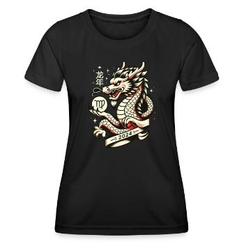 Zodiaque Vierge Année du Zodiaque Dragon - T-shirt sport Femme - noir - Devant - AI Model Female 172 light (172cm)
