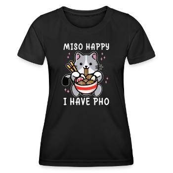 Lustige Pho Süße Kawaii Katze Eating Pho - Frauen Funktions-T-Shirt - Schwarz - Vorne - AI Model Female 172 light (172cm)