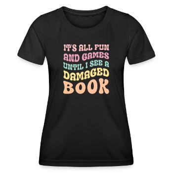 Drôle d’assistant de bibliothèque Retro Groovy - T-shirt sport Femme - noir - Devant - AI Model Female 172 light (172cm)