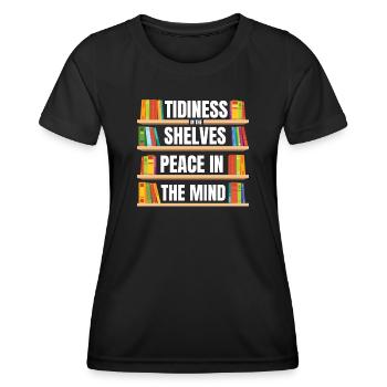 Bibliotheksassistent - Frauen Funktions-T-Shirt - Schwarz - Vorne - AI Model Female 172 light (172cm)