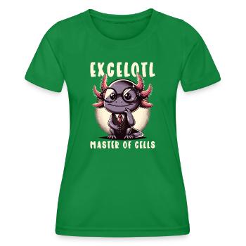 Excelotl Geeky Spreadsheet Axolotl - Women's Functional T-Shirt - kelly green - Front - AI Model Female 172 dark (172cm)