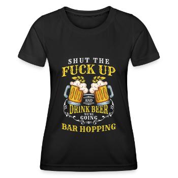 Partying, Recreational Drinker, Drunk, Drinking Sports - Women's Functional T-Shirt - black - Front - AI Model Female 172 light (172cm)