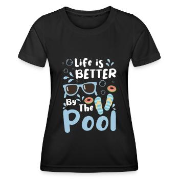 Piscine Piscine Fête à la piscine Plongée - T-shirt sport Femme - noir - Devant - AI Model Female 172 light (172cm)