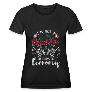 Einkaufen Schuhe Freundin - Frauen Funktions-T-Shirt - Schwarz - Vorne - AI Model Female 172 light (172cm)