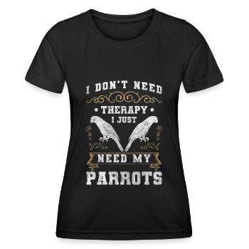 Oiseaux Plumage Perroquet Gris Exotique - T-shirt sport Femme - noir - Devant - AI Model Female 172 light (172cm)