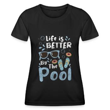 Schwimmen Schwimmerin Hobby Freibad - Frauen Funktions-T-Shirt - Schwarz - Vorne - AI Model Female 172 light (172cm)