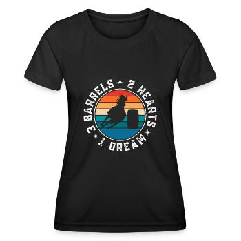 Cheval de course de barils de rodéo - T-shirt sport Femme - noir - Devant - AI Model Female 172 light (172cm)