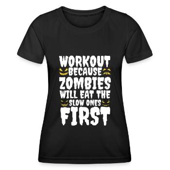 Funny Halloween Workout Spruch - Frauen Funktions-T-Shirt - Schwarz - Vorne - AI Model Female 172 light (172cm)
