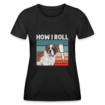 St. Bernard St. Bernard Dog Dog - Women's Functional T-Shirt - black - Front - AI Model Female 172 light (172cm)