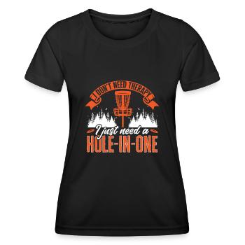 Discgolf Disc Golf Frisbee - Frauen Funktions-T-Shirt - Schwarz - Vorne - AI Model Female 172 light (172cm)