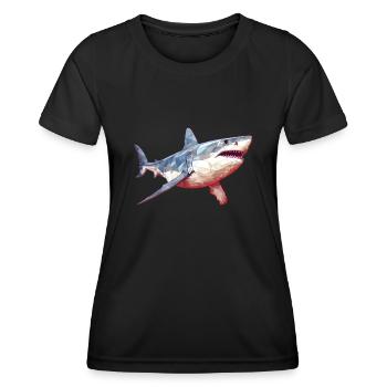 Grand requin blanc - T-shirt sport Femme - noir - Devant - AI Model Female 172 light (172cm)