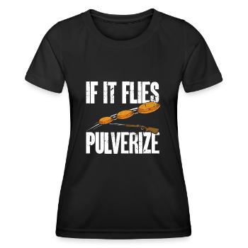 Tir au piège Tir au pigeon en argile Skeet - T-shirt sport Femme - noir - Devant - AI Model Female 172 light (172cm)