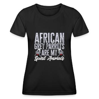 Graupapagei African Grey Parrot Papagei - Frauen Funktions-T-Shirt - Schwarz - Vorne - AI Model Female 172 light (172cm)