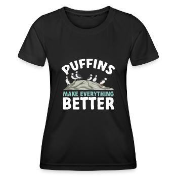 puffin puffin auke birds Lunde - Women's Functional T-Shirt - black - Front - AI Model Female 172 light (172cm)