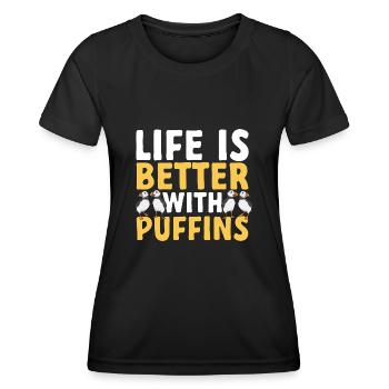 puffin puffin auke birds Lunde - Women's Functional T-Shirt - black - Front - AI Model Female 172 light (172cm)