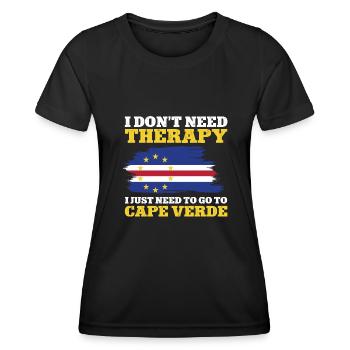 Kap Verde Flagge Cabo Verde Flagge - Frauen Funktions-T-Shirt - Schwarz - Vorne - AI Model Female 172 light (172cm)