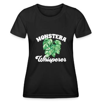 Monstera Deliciosa Albo Plante d’intérieur botanique - T-shirt sport Femme - noir - Devant - AI Model Female 172 light (172cm)