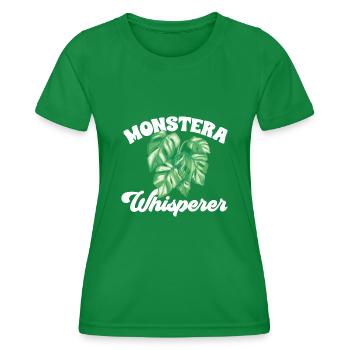 Monstera Deliciosa Albo Botanical Houseplant - Women's Functional T-Shirt - kelly green - Front - AI Model Female 172 dark (172cm)