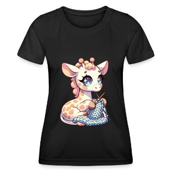 Girafe Tricot Pull Girafe à Coutures Hautes - T-shirt sport Femme - noir - Devant - AI Model Female 172 light (172cm)
