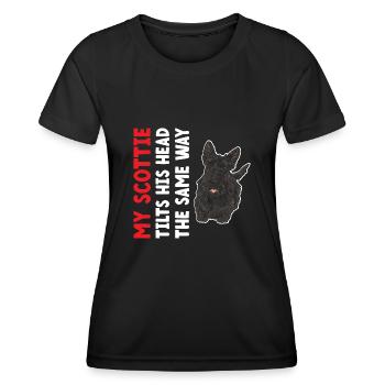 Scottish Terrier Scottie Hund - Frauen Funktions-T-Shirt - Schwarz - Vorne - AI Model Female 172 light (172cm)