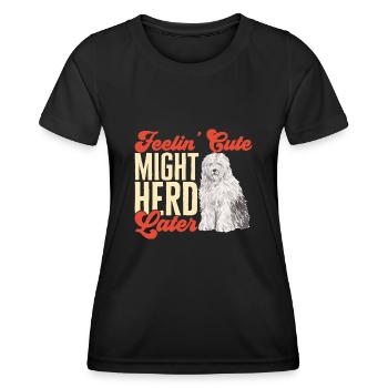 Old English Sheepdog Sheepie Bobtail - Frauen Funktions-T-Shirt - Schwarz - Vorne - AI Model Female 172 light (172cm)
