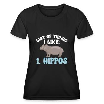 Hippopotame Hippopotame - T-shirt sport Femme - noir - Devant - AI Model Female 172 light (172cm)