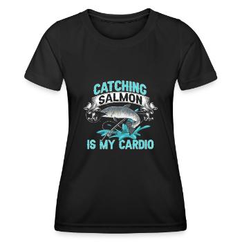 Pêche au saumon Pêcheur de saumon - T-shirt sport Femme - noir - Devant - AI Model Female 172 light (172cm)