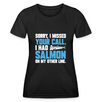 Pêche au saumon Pêcheur de saumon - T-shirt sport Femme - noir - Devant - AI Model Female 172 light (172cm)