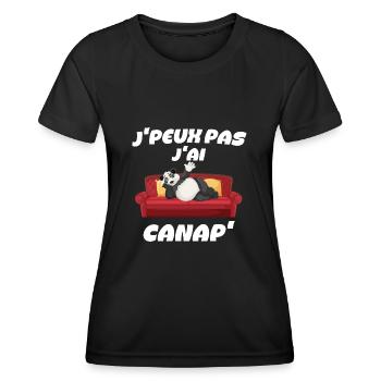 J'peux Pas J'ai Canap' Canapé Panda Animal Détente - T-shirt sport Femme - noir - Devant - AI Model Female 172 light (172cm)