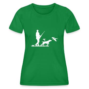 Jagdhund Jäger Waidmann Jagd Symbol Silhouette - Frauen Funktions-T-Shirt - Kelly Green - Vorne - AI Model Female 172 dark (172cm)