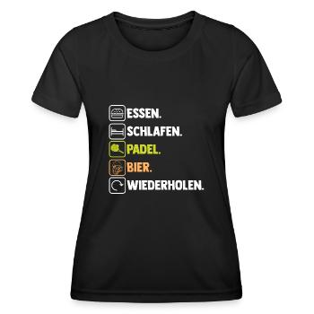 Bier Tennis Padelspieler Padel - Frauen Funktions-T-Shirt - Schwarz - Vorne - AI Model Female 172 light (172cm)