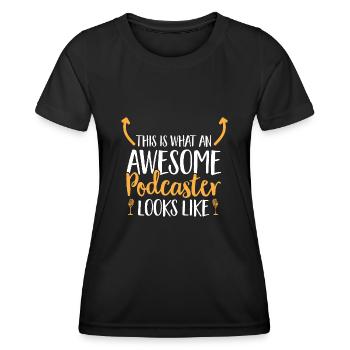 Podcasteur Podcast - T-shirt sport Femme - noir - Devant - AI Model Female 172 light (172cm)