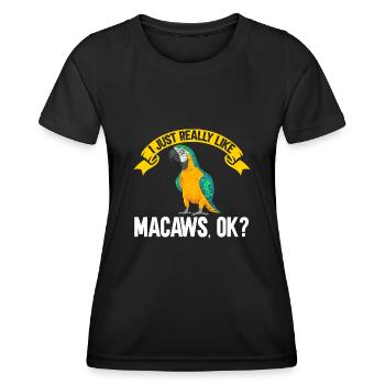 Gelbbrustara Papagei Blue And Yellow Macaw - Frauen Funktions-T-Shirt - Schwarz - Vorne - AI Model Female 172 light (172cm)