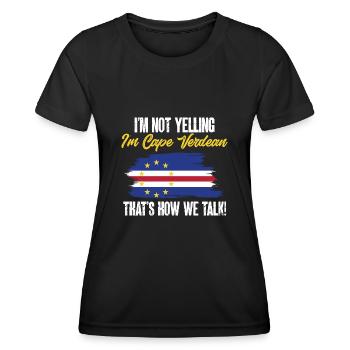 Kap Verde Flagge Cabo Verde Flagge - Frauen Funktions-T-Shirt - Schwarz - Vorne - AI Model Female 172 light (172cm)