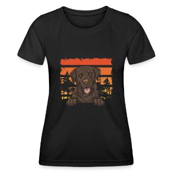 Chocolate Labrador Retriever Hund - Frauen Funktions-T-Shirt - Schwarz - Vorne - AI Model Female 172 light (172cm)