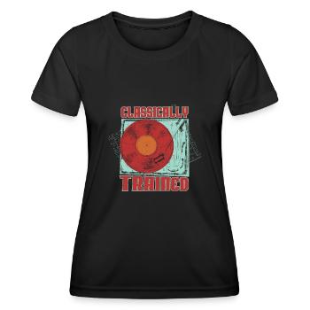 Tourne-disque vintage de formation classique - T-shirt sport Femme - noir - Devant - AI Model Female 172 light (172cm)