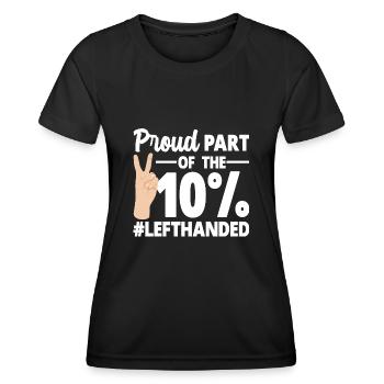 Linkshänder - Frauen Funktions-T-Shirt - Schwarz - Vorne - AI Model Female 172 light (172cm)