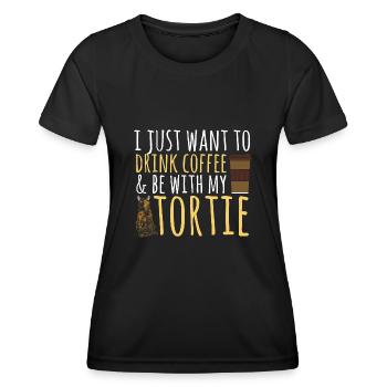 Schildpatt Katze Tortoiseshell Cat Tortie - Frauen Funktions-T-Shirt - Schwarz - Vorne - AI Model Female 172 light (172cm)