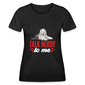 Old English Sheepdog Sheepie Bobtail - Frauen Funktions-T-Shirt - Schwarz - Vorne - AI Model Female 172 light (172cm)