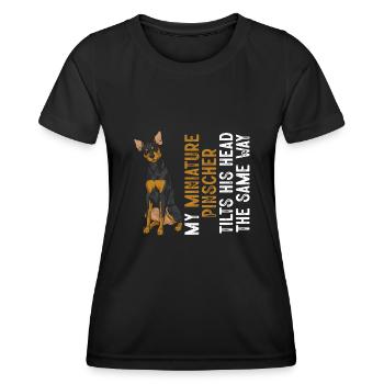 Miniature Pinscher Rehpinscher Min Pin Dog - Women's Functional T-Shirt - black - Front - AI Model Female 172 light (172cm)