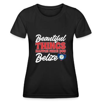Belize Flagge Belizer - Frauen Funktions-T-Shirt - Schwarz - Vorne - AI Model Female 172 light (172cm)
